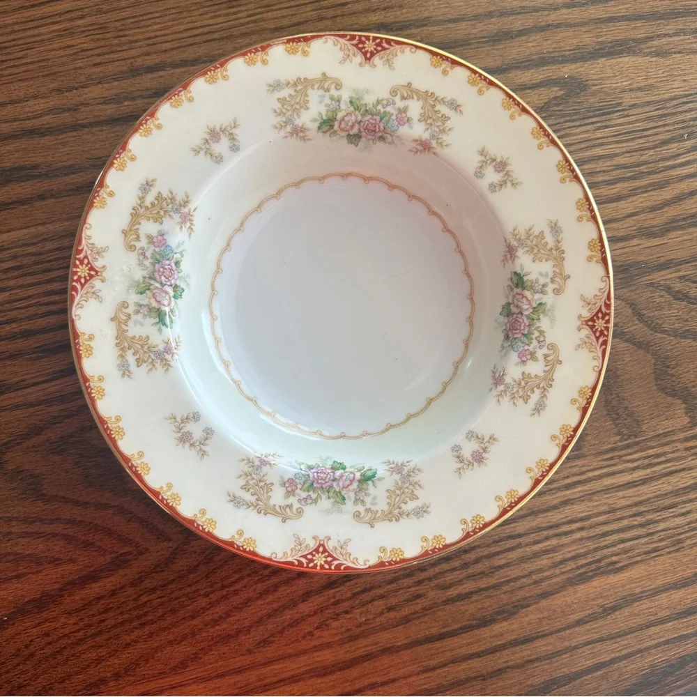 Noritake China Cardinal Rose 8 1/4” Rim Soup Bowl Occupied Japan Vintage